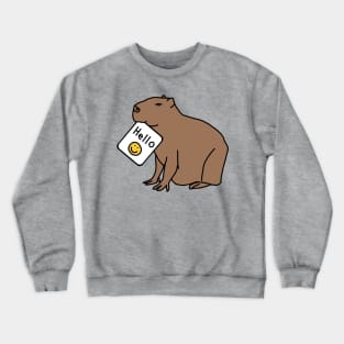 Cute Capybara Says Hello Crewneck Sweatshirt